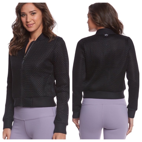 ALO Yoga Jackets & Coats Nwt Alo Yoga Myth Mesh Bomber Black Jacket